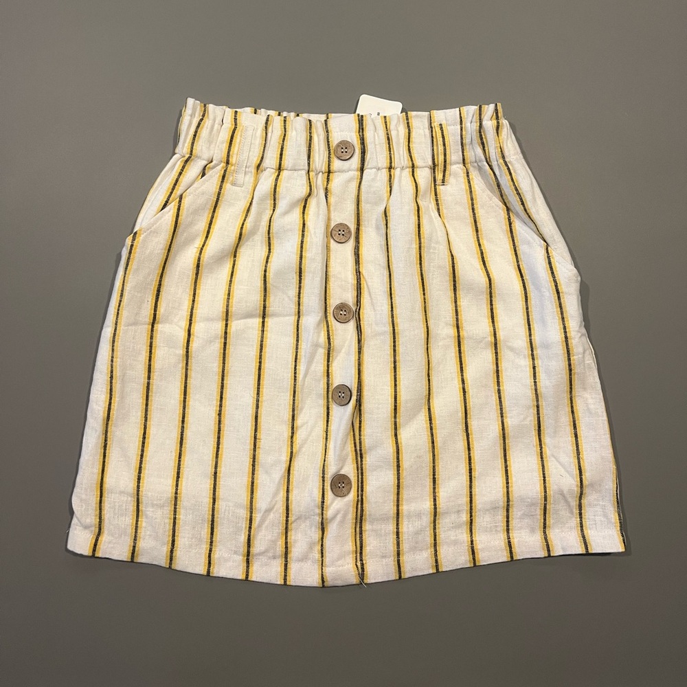 Striped Button-Front Skirt